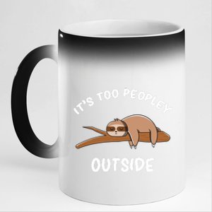 Introvert Humor Sloth Antisocial Sarcasm 11oz Black Color Changing Mug