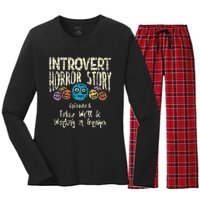 Introvert Horror story Working Group Back To School  Women's Long Sleeve Flannel Pajama Set 