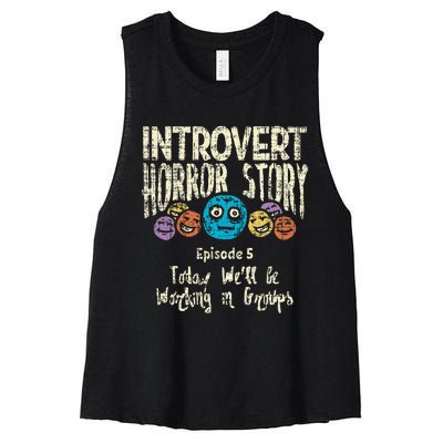 Introvert Horror story Working Group Back To School  Women's Racerback Cropped Tank