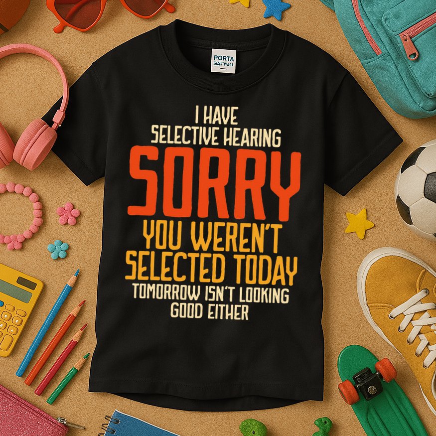 I Have Selective Hearing You Weren't Selected Vintage Funny Kids T-Shirt