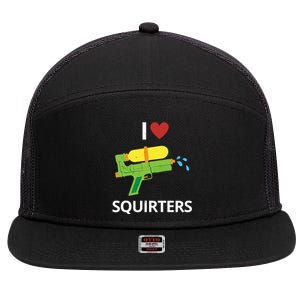 I Heart Squirters Funny Water Gun 7 Panel Mesh Trucker Snapback Hat