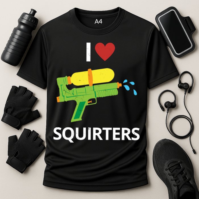 I Heart Squirters Funny Water Gun Cooling Performance Crew T-Shirt