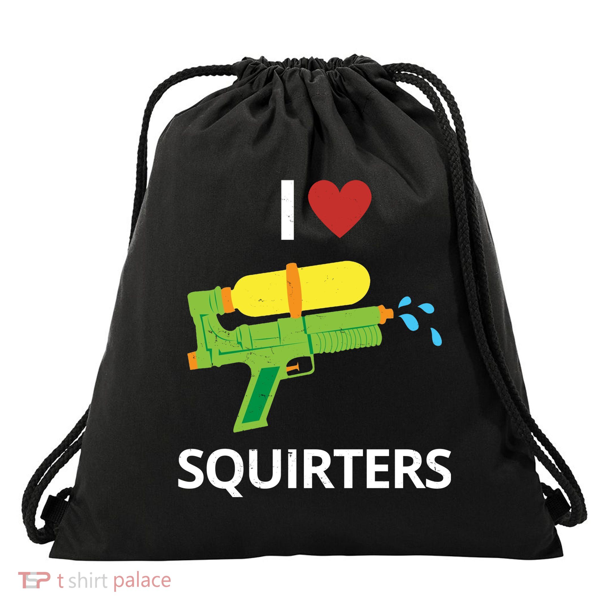 I Heart Squirters Funny Water Gun Drawstring Bag