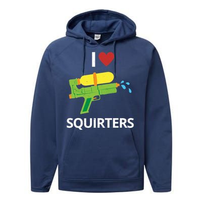 I Heart Squirters Funny Water Gun Performance Fleece Hoodie