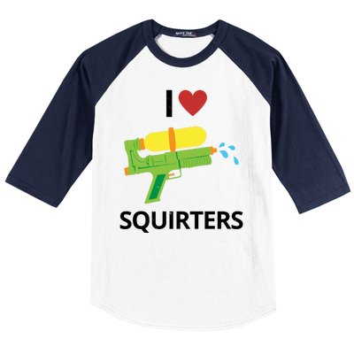 I Heart Squirters Funny Water Gun Baseball Sleeve Shirt