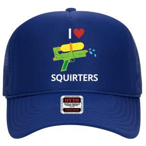 I Heart Squirters Funny Water Gun High Crown Mesh Back Trucker Hat