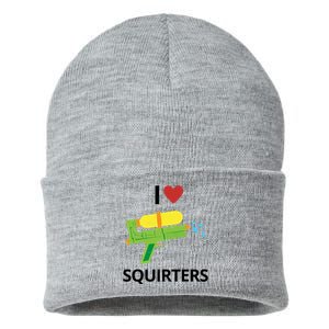 I Heart Squirters Funny Water Gun Sustainable Knit Beanie