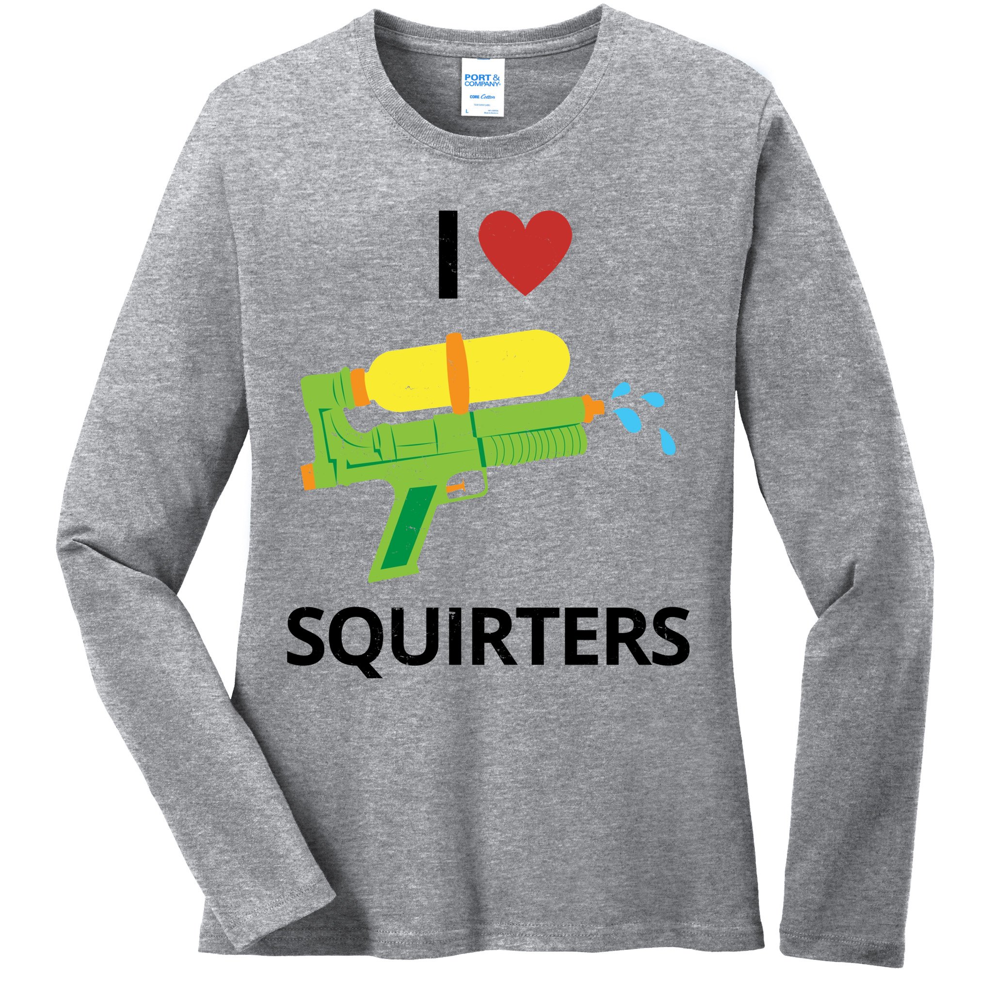 I Heart Squirters Funny Water Gun Ladies Long Sleeve Shirt