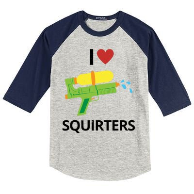 I Heart Squirters Funny Water Gun Kids Colorblock Raglan Jersey