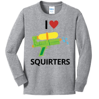 I Heart Squirters Funny Water Gun Kids Long Sleeve Shirt