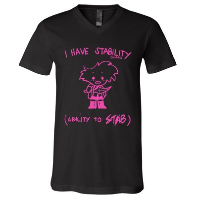 I Have Stability Ability To Stab Angel Dust Fanart V-Neck T-Shirt