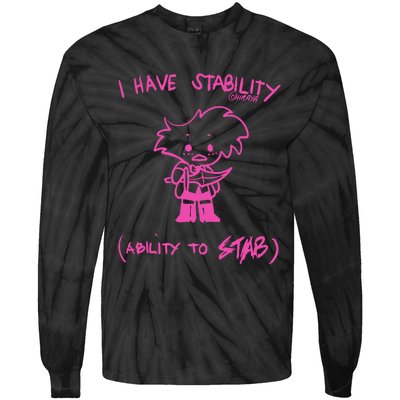 I Have Stability Ability To Stab Angel Dust Fanart Tie-Dye Long Sleeve Shirt