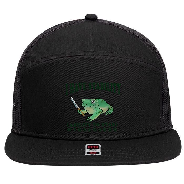 I Have Stability Ability To Stab Funny Frog 7 Panel Mesh Trucker Snapback Hat