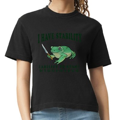 I Have Stability Ability To Stab Funny Frog Comfort Colors Boxy T-Shirt