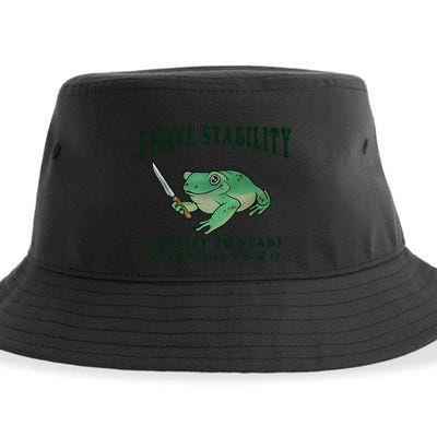 I Have Stability Ability To Stab Funny Frog Sustainable Bucket Hat