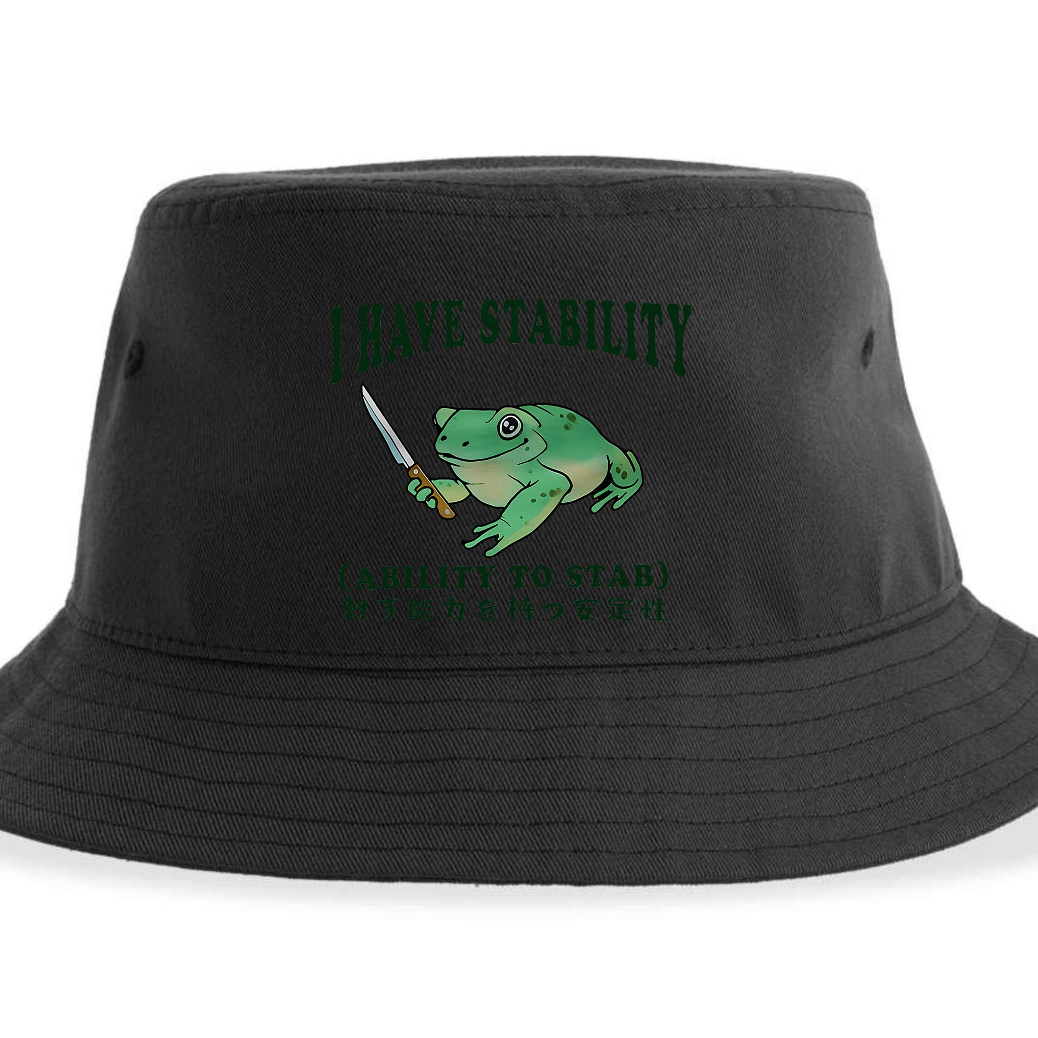 I Have Stability Ability To Stab Funny Frog Sustainable Bucket Hat