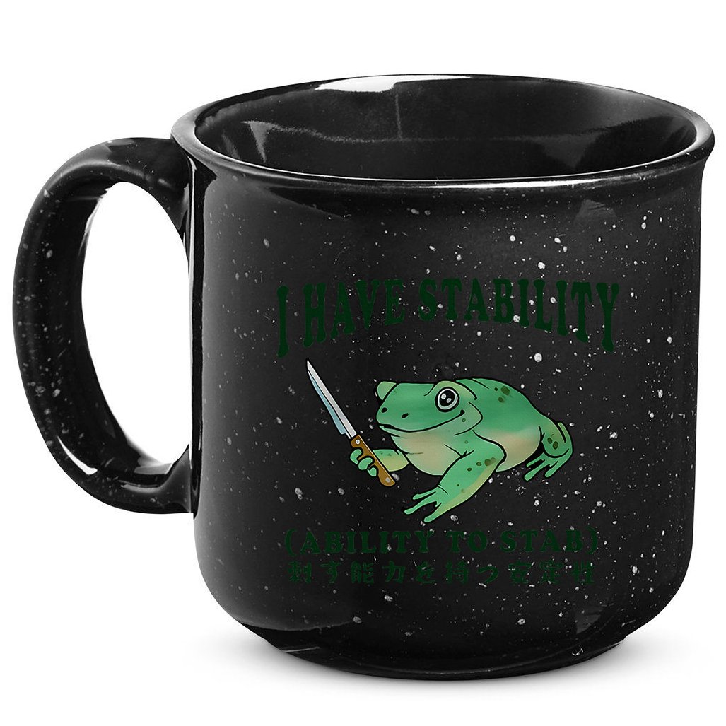 I Have Stability Ability To Stab Funny Frog 15oz Campfire Ceramic Mug