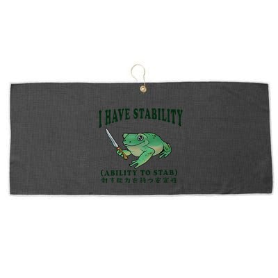 I Have Stability Ability To Stab Funny Frog Large Microfiber Waffle Golf Towel
