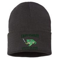 I Have Stability Ability To Stab Funny Frog Sustainable Knit Beanie