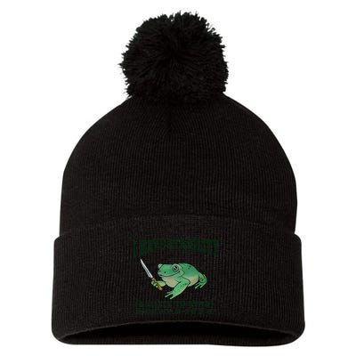 I Have Stability Ability To Stab Funny Frog Pom Pom 12in Knit Beanie