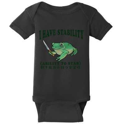 I Have Stability Ability To Stab Funny Frog Baby Bodysuit