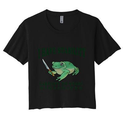 I Have Stability Ability To Stab Funny Frog Crop Top