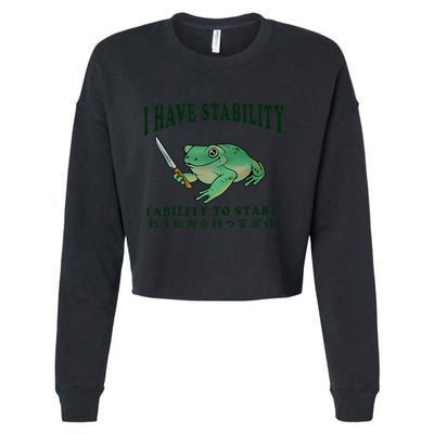 I Have Stability Ability To Stab Funny Frog Cropped Pullover Crew