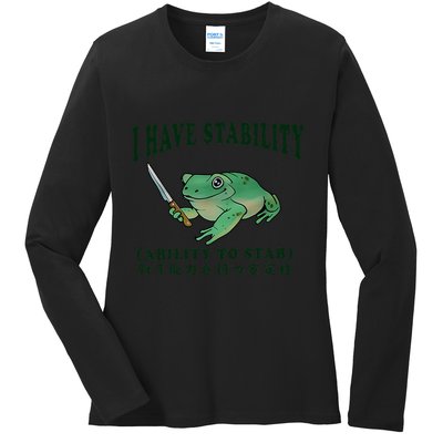 I Have Stability Ability To Stab Funny Frog Ladies Long Sleeve Shirt
