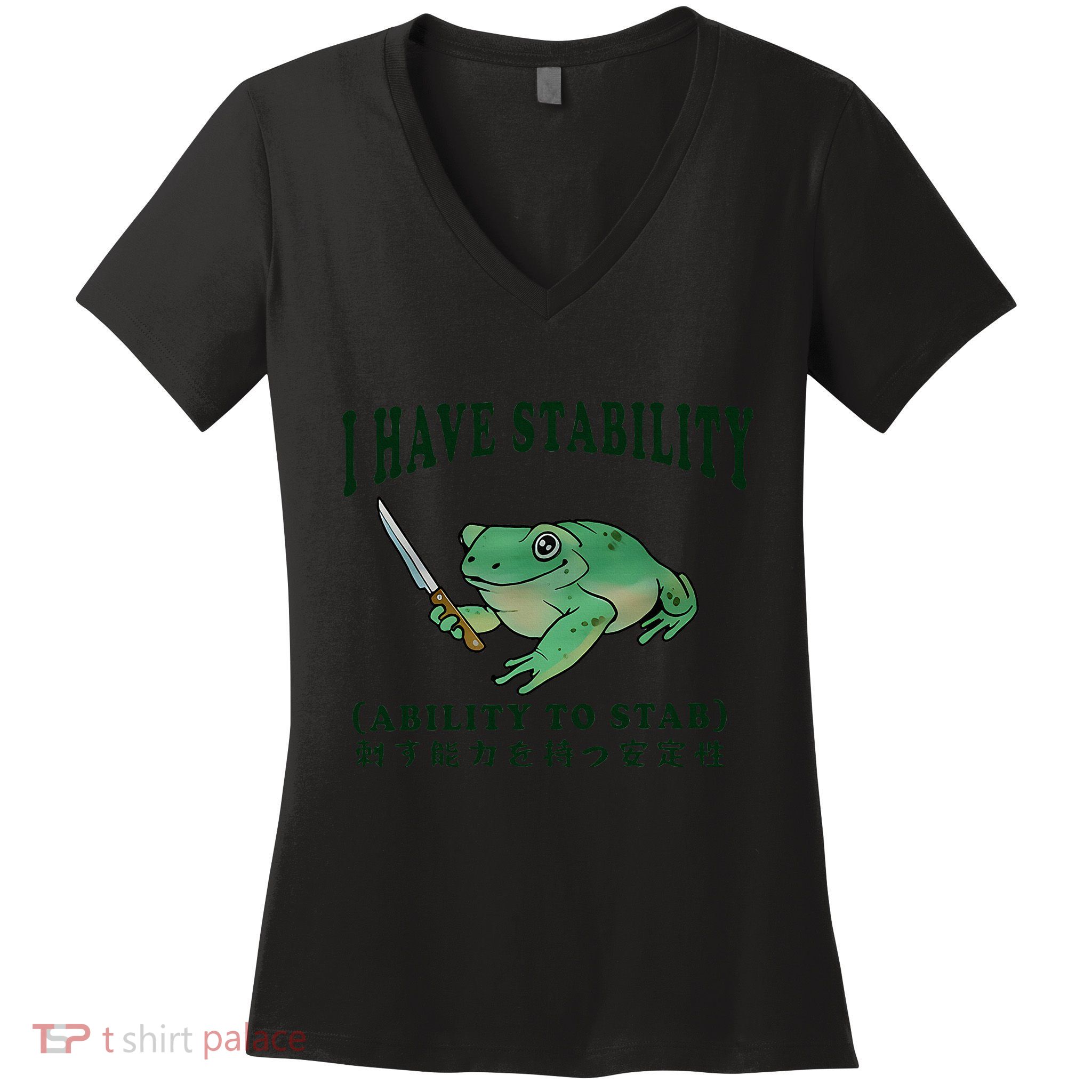 I Have Stability Ability To Stab Funny Frog Women's V-Neck T-Shirt