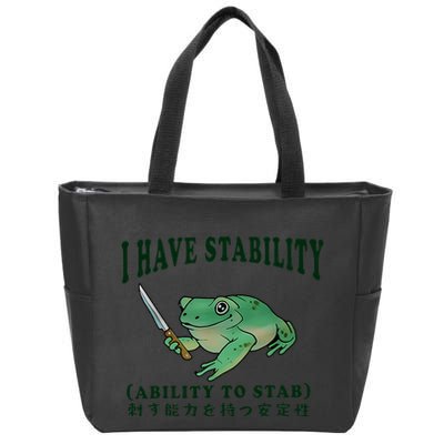I Have Stability Ability To Stab Funny Frog Zip Tote Bag