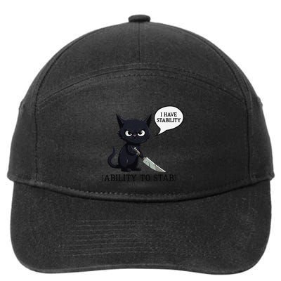 I Have Stability Ability To Stab Funny Black Cat Lover 7-Panel Snapback Hat