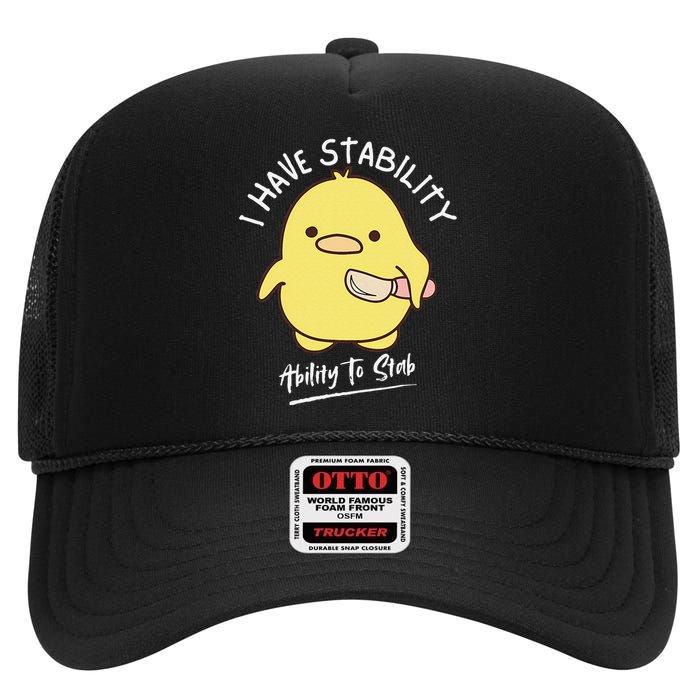 I Have Stability Ability To Stab Funny Halloween High Crown Mesh Back Trucker Hat