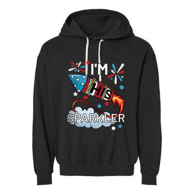 I'm His Sparkler July 4th His And Hers Matching Couples Cute Garment-Dyed Fleece Hoodie