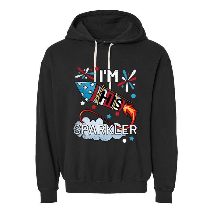I'm His Sparkler July 4th His And Hers Matching Couples Cute Garment-Dyed Fleece Hoodie