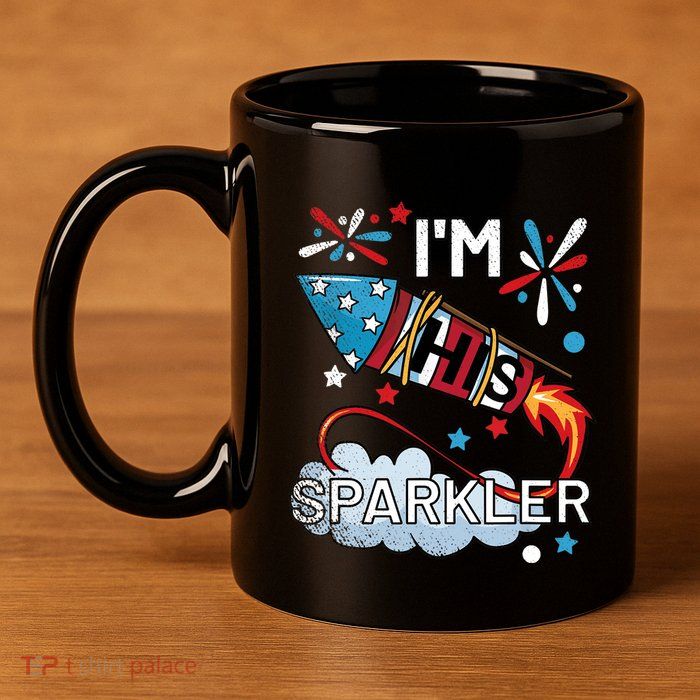I'm His Sparkler July 4th His And Hers Matching Couples Cute 11oz C Handle Ceramic Mug