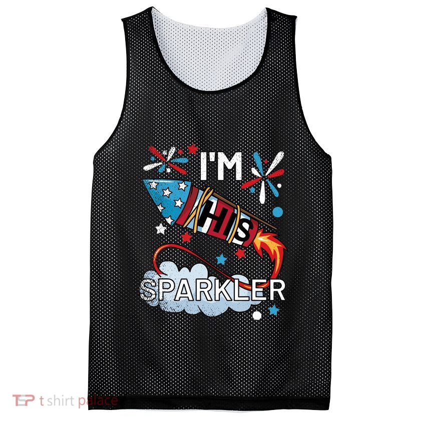 I'm His Sparkler July 4th His And Hers Matching Couples Cute Mesh Reversible Basketball Jersey Tank