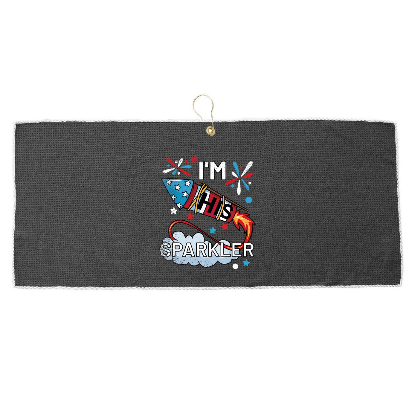 I'm His Sparkler July 4th His And Hers Matching Couples Cute Large Microfiber Waffle Golf Towel