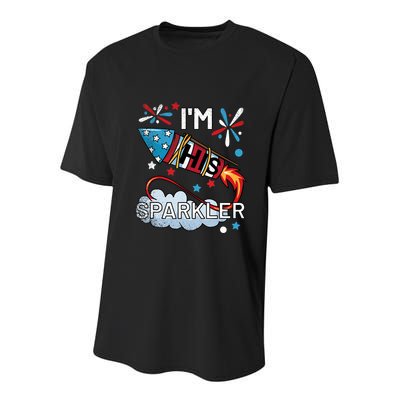 I'm His Sparkler July 4th His And Hers Matching Couples Cute Youth Performance Sprint T-Shirt