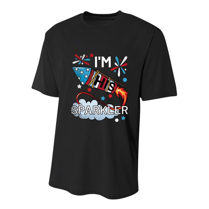I'm His Sparkler July 4th His And Hers Matching Couples Cute Youth Performance Sprint T-Shirt