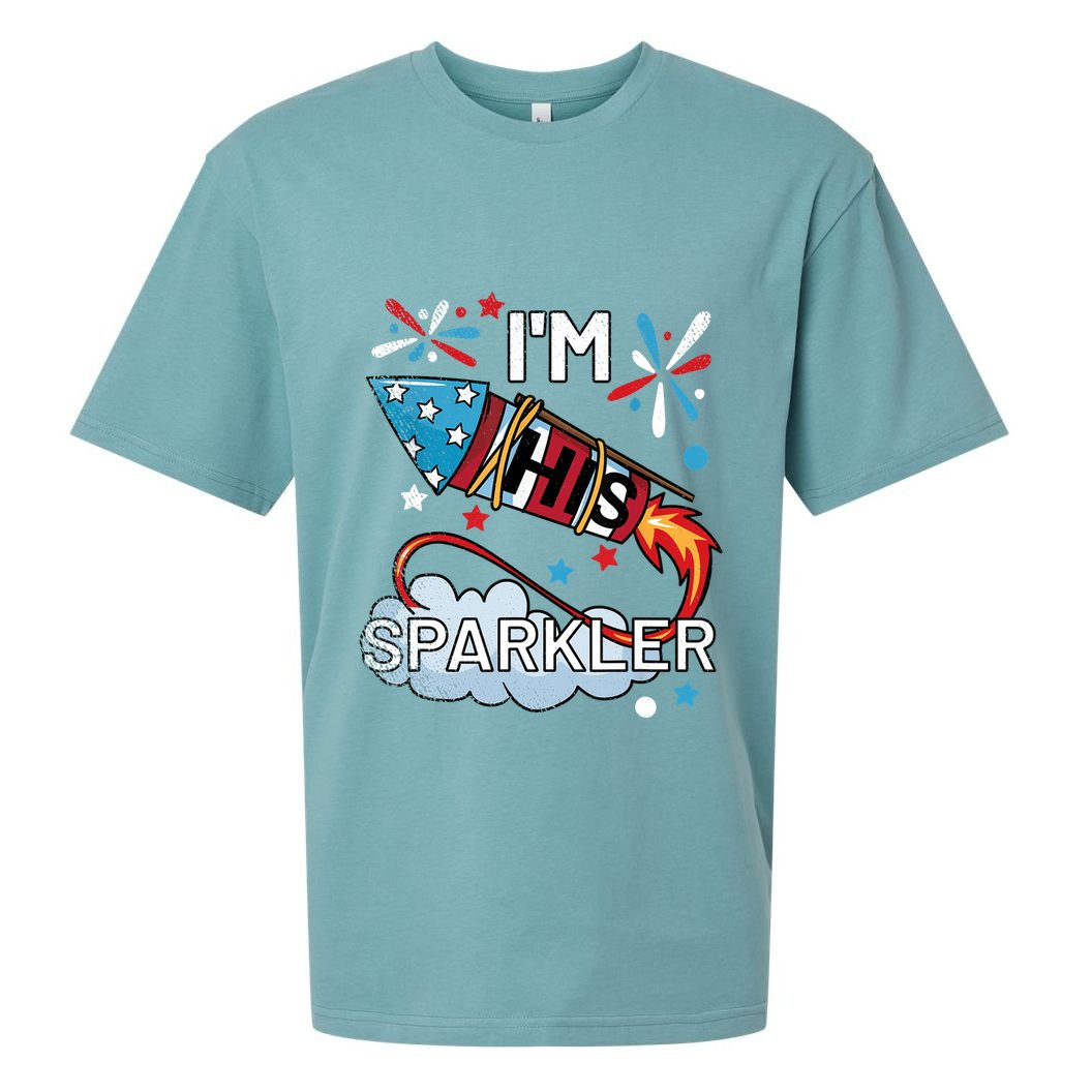 I'm His Sparkler July 4th His And Hers Matching Couples Cute Sueded Cloud Jersey T-Shirt
