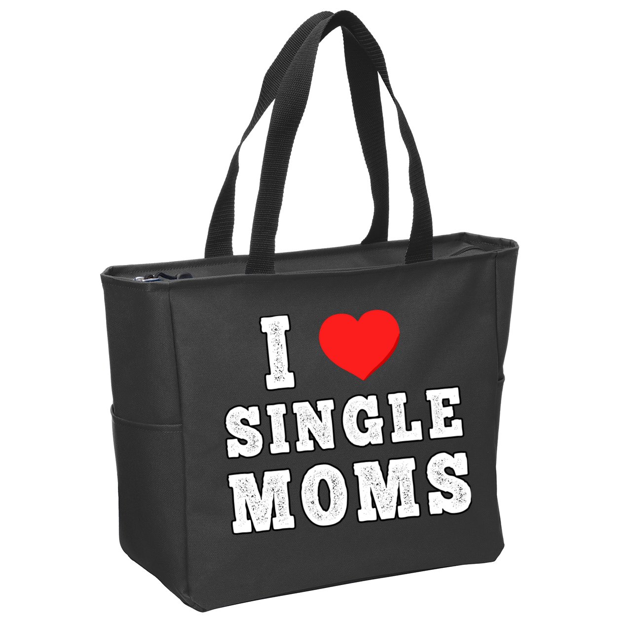 I Heart Single Moms Funny I Love Single Mommy Zip Tote Bag