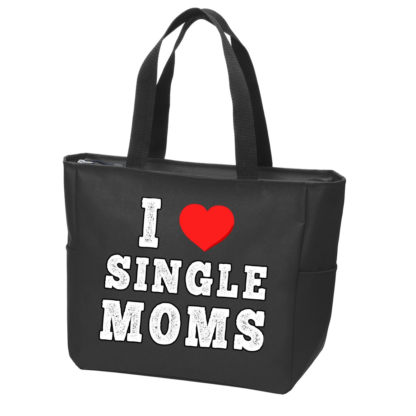 I Heart Single Moms Funny I Love Single Mommy Zip Tote Bag