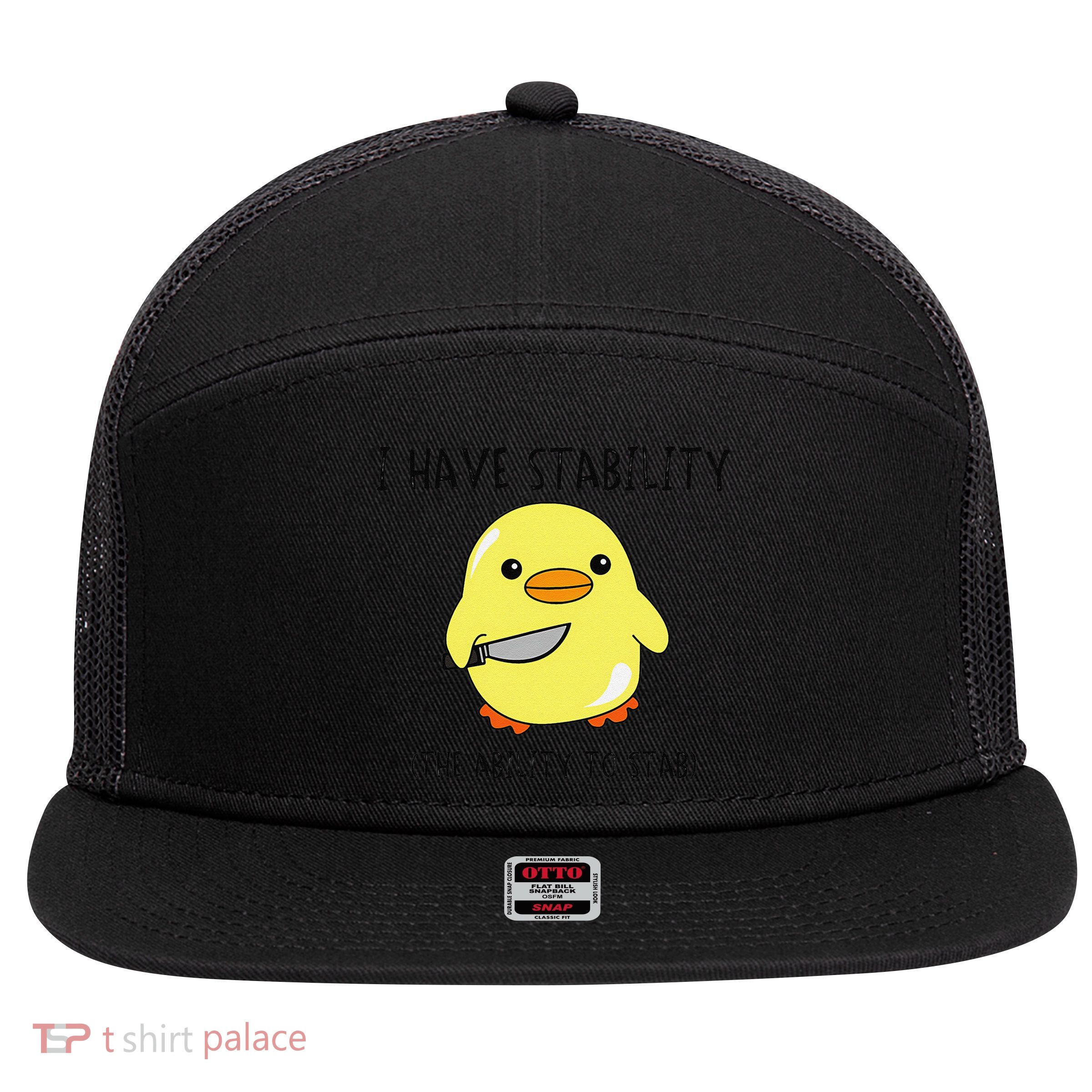 I Have Stability Ability To Stab Funny Meme Sayings 7 Panel Mesh Trucker Snapback Hat