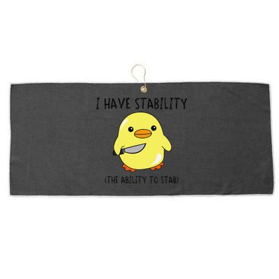 I Have Stability Ability To Stab Funny Meme Sayings Large Microfiber Waffle Golf Towel