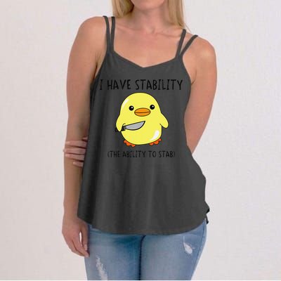I Have Stability Ability To Stab Funny Meme Sayings Women's Strappy Tank