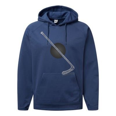 Ice Hockey Stick Player Gift Performance Fleece Hoodie