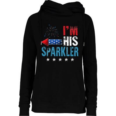 I'm His Sparkler His And Her 4th Of July Matching Couples Womens Funnel Neck Pullover Hood