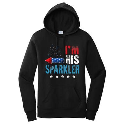 I'm His Sparkler His And Her 4th Of July Matching Couples Women's Pullover Hoodie