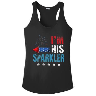 I'm His Sparkler His And Her 4th Of July Matching Couples Ladies PosiCharge Competitor Racerback Tank