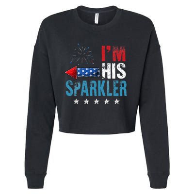 I'm His Sparkler His And Her 4th Of July Matching Couples Cropped Pullover Crew